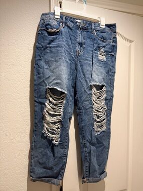 G by Guess Blue Ripped Boyfriend Jeans